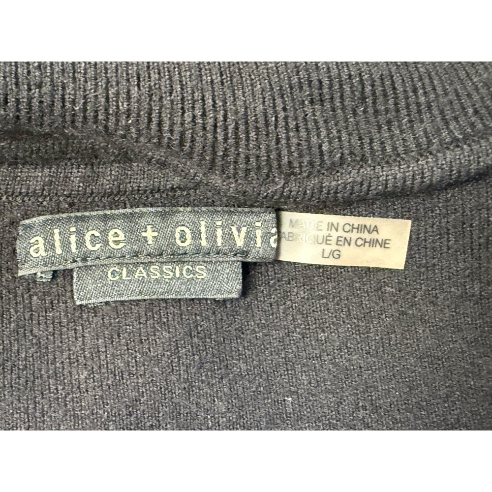 Alice + Olivia Black Long Sleeve Sweater Keyhole Neck SZ. L  6% Cashmere Career - Picture 4 of 8